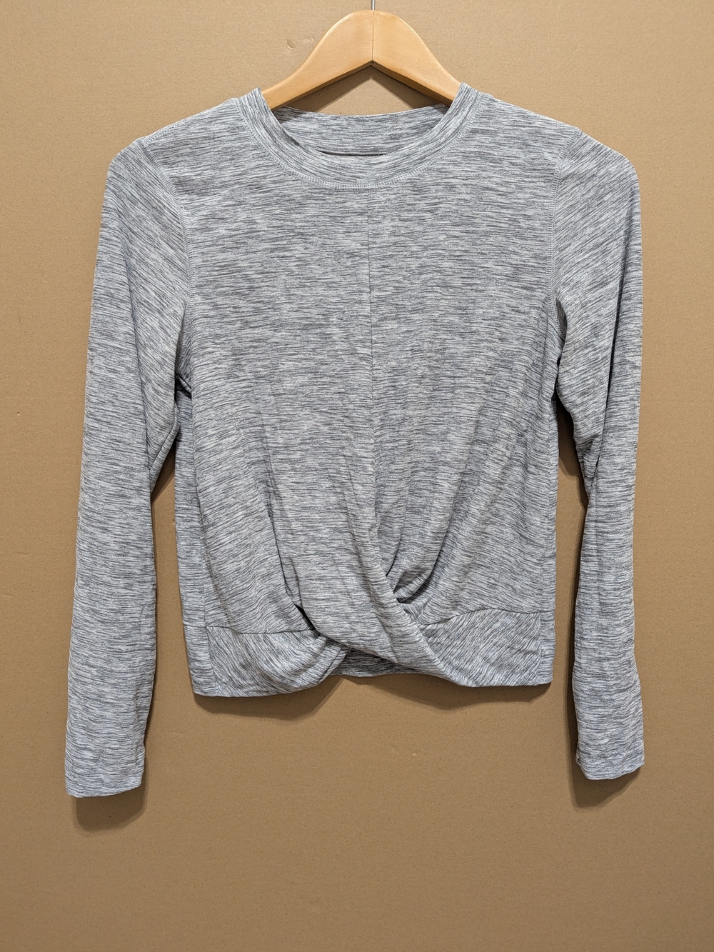 Old Navy Active Top Breathe On Grey Twist Front Long Sleeve Small Gym Workout